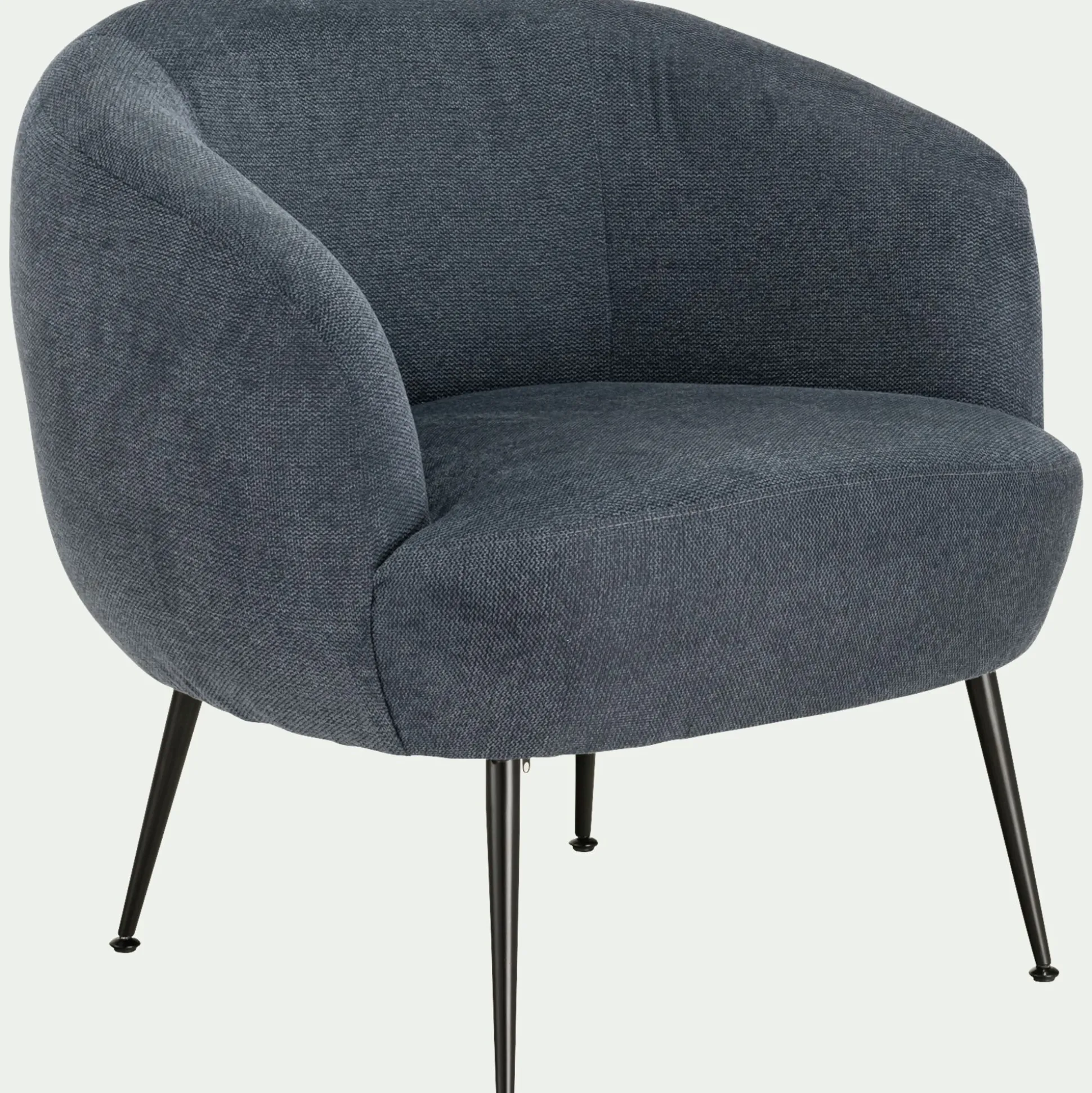 Fauteuil en tissu avec piétement en acier - bleu céou