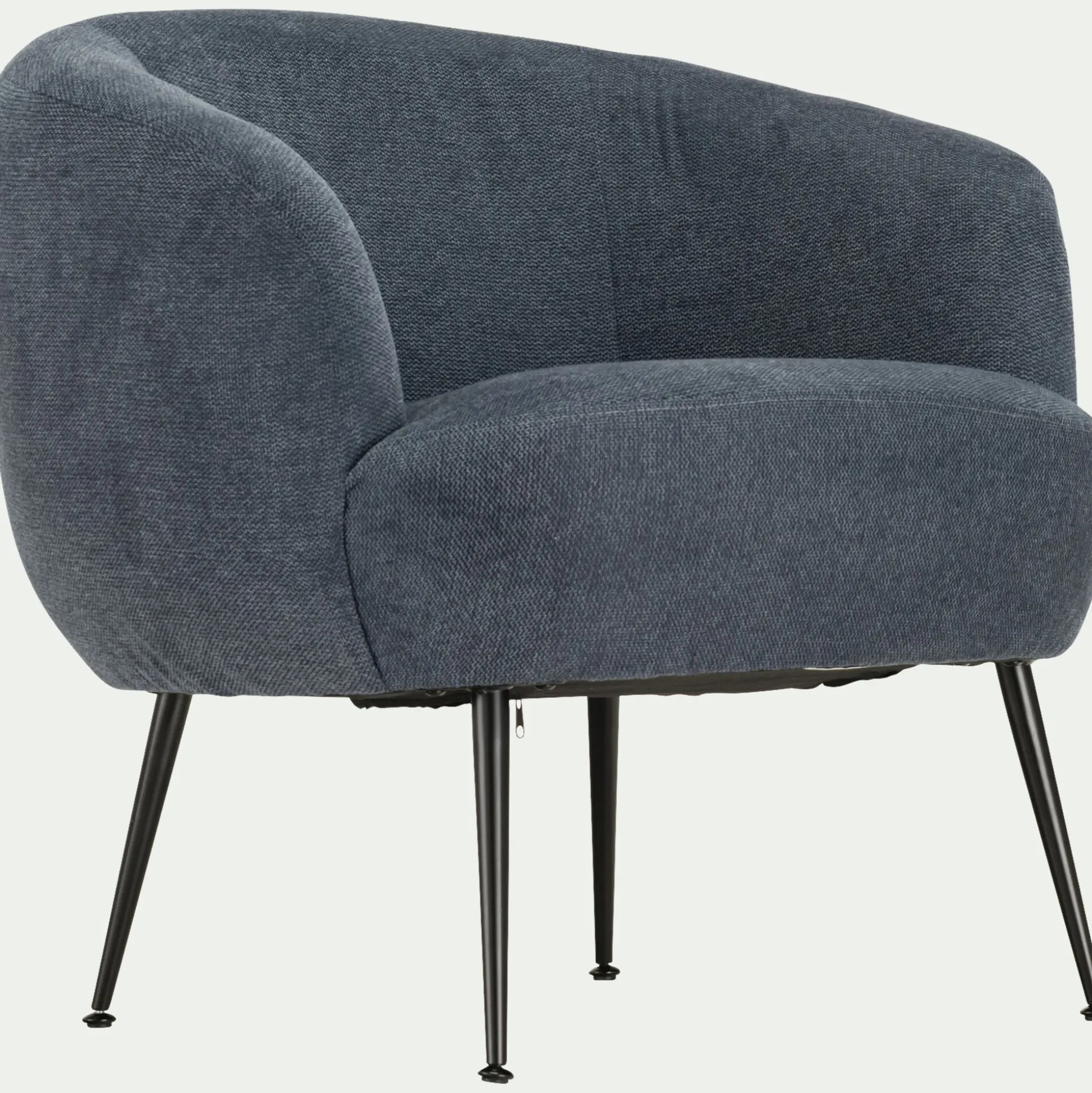 Fauteuil en tissu avec piétement en acier - bleu céou