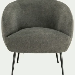 Fauteuil en tissu avec piétement en acier - gris vésuve