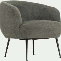 Fauteuil en tissu avec piétement en acier - gris vésuve