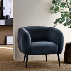Fauteuil en tissu avec pieds en acier - bleu