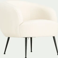 Fauteuil en tissu avec piétement en acier - blanc capelan