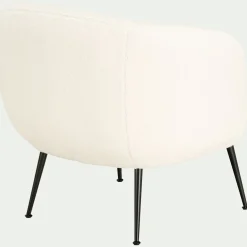 Fauteuil en tissu avec piétement en acier - blanc capelan