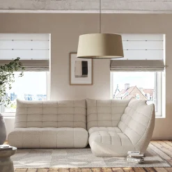 Fauteuil en tissu bouclette - blanc écru