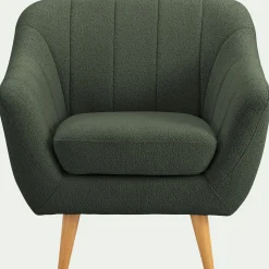 fauteuil en tissu bouclette monza - vert cèdre
