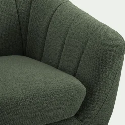 fauteuil en tissu bouclette monza - vert cèdre