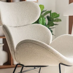 Fauteuil en tissu bouclettes - beige