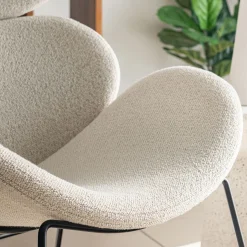 Fauteuil en tissu bouclettes - beige