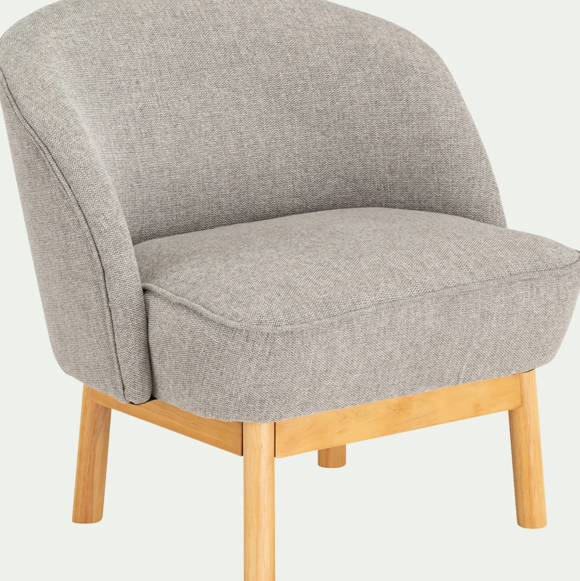 Fauteuil en tissu chiné et piétement en hévéa - gris borie