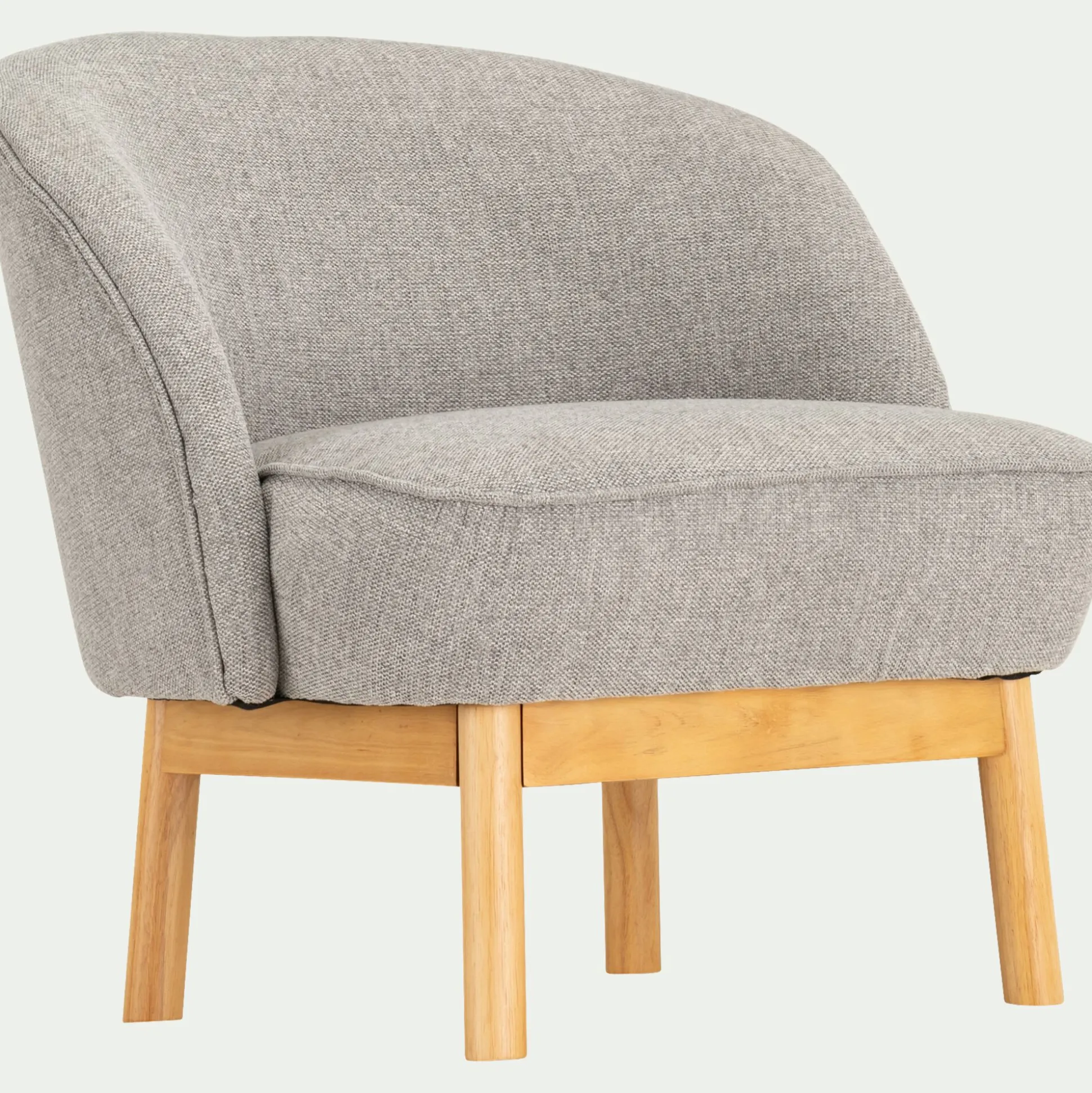 Fauteuil en tissu chiné et piétement en hévéa - gris borie