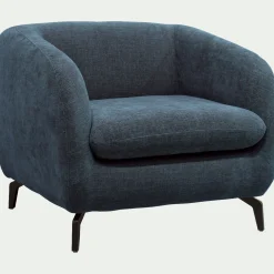 Fauteuil en tissu doux tramé - bleu