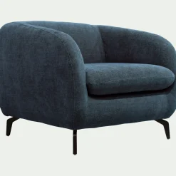 Fauteuil en tissu doux tramé - bleu