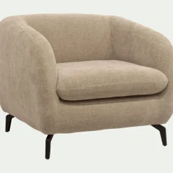 Fauteuil en tissu doux tramé - beige