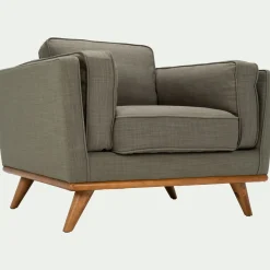 Fauteuil en tissu kaki cèdre