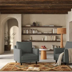 Fauteuil en tissu mixte - gris ardoise