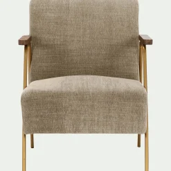 Fauteuil en velours - brun châtaigner