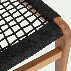 Fauteuil et repose pied en eucalyptus - noir