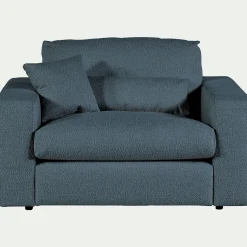 Fauteuil fixe en tissu bouclette - bleu