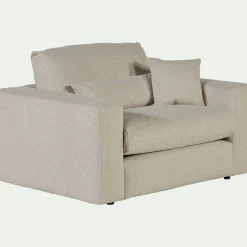 Fauteuil fixe en tissu bouclette - blanc écru