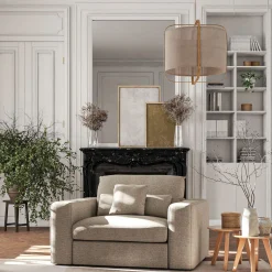 Fauteuil fixe en tissu chenille - beige roucas