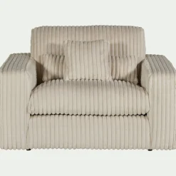 Fauteuil fixe en tissu côtelé - blanc ventoux