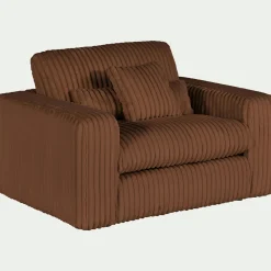 Fauteuil fixe en tissu côtelé - brun rustrel