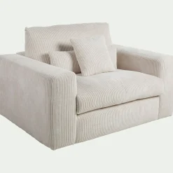 Fauteuil fixe en velours côtelé - beige roucas