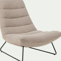 Fauteuil incurvé en tissu et métal - beige
