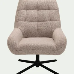 Fauteuil pivotant en tissu boulette - beige