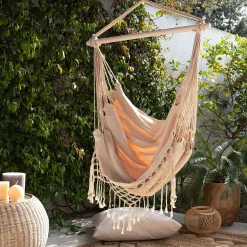 Fauteuil suspendu en polycoton - beige nèfle