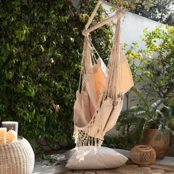 Fauteuil suspendu en polycoton - beige nèfle