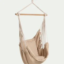 Fauteuil suspendu motif losange en polycoton - beige