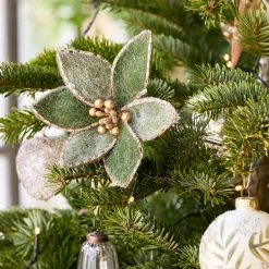 Fleur à clip en feutre 14x12cm - vert