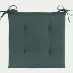 Galette de chaise de jardin en tissu déperlant motifs pins d'Alep - vert cèdre