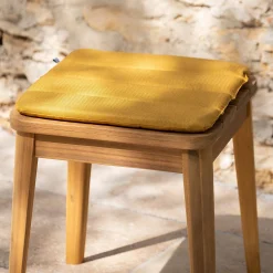 Galette de chaise indoor & outdoor en tissu déperlant - jaune argan