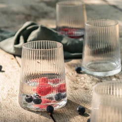 Gobelet en verre strié 39cl - transparent