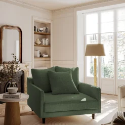 Grand fauteuil fixe en tissu monclar - vert cèdre