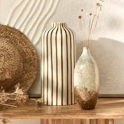 Grand soliflore en céramique H22,4cm - marron