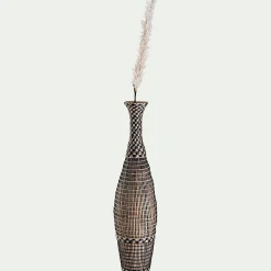 Grand vase en bambou et jonc de mer tressé H84cm - noir