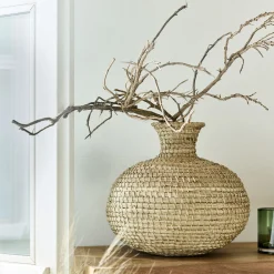 Grand vase en jonc de mer tressé H33cm - naturel