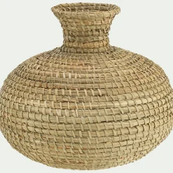 Grand vase en jonc de mer tressé H33cm - naturel