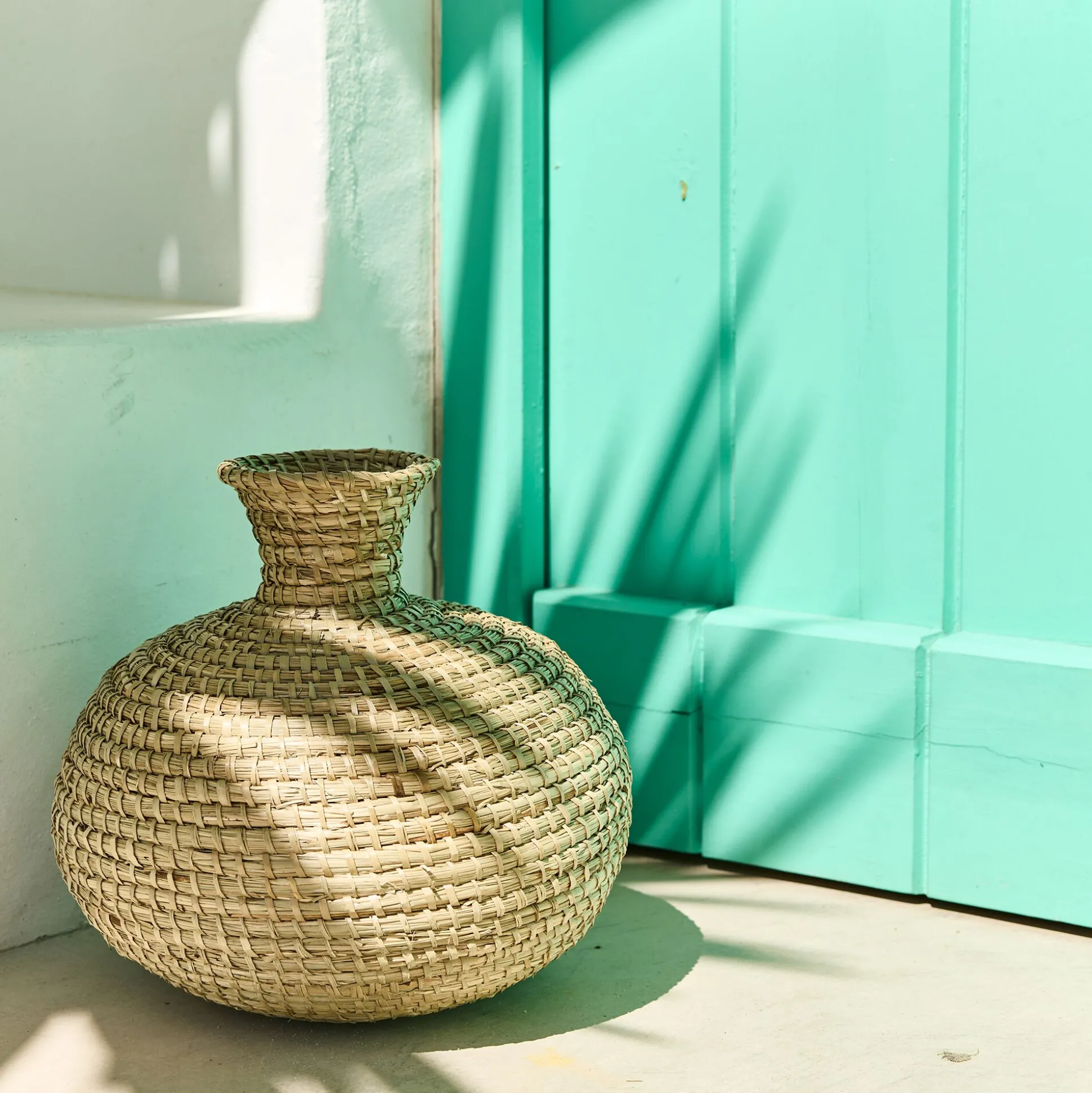 Grand vase en jonc de mer tressé H33cm - naturel