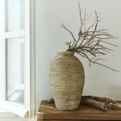 Grand vase en jonc de mer H41cm - naturel
