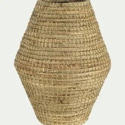 Grand vase en jonc de mer tressé H40cm - naturel