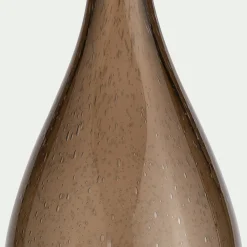 Grand vase en verre bullé H39cm - marron