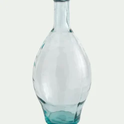 Grand vase en verre recyclé - bleu transparent H60cm