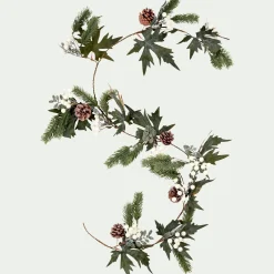 Guirlande de Noël en feuilles et baies artificielles L140cm - vert