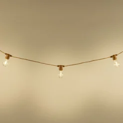Guirlande lumineuse solaire en jute - naturel 8m