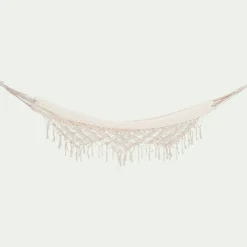 Hamac en coton avec finition en macramé - blanc ventoux