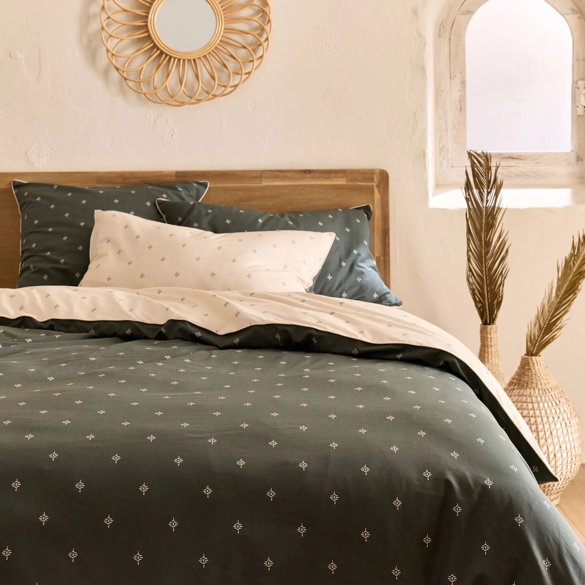 Housse de couette à motifs 240x220cm en coton - vert